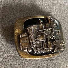 Steam Locomotive 17 Belt Buckle 2 x 1 1/2 Brass and Enamel Finish MM Limited