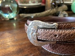 Lg Navajo James Reid Dgn Sterling Silver Belt Buckle 35+-37”-1.3/8”-.75 Nu 🦬✅