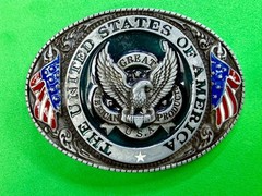 The United States of America Patriots Eagle US Flag Emblem Belt Buckle