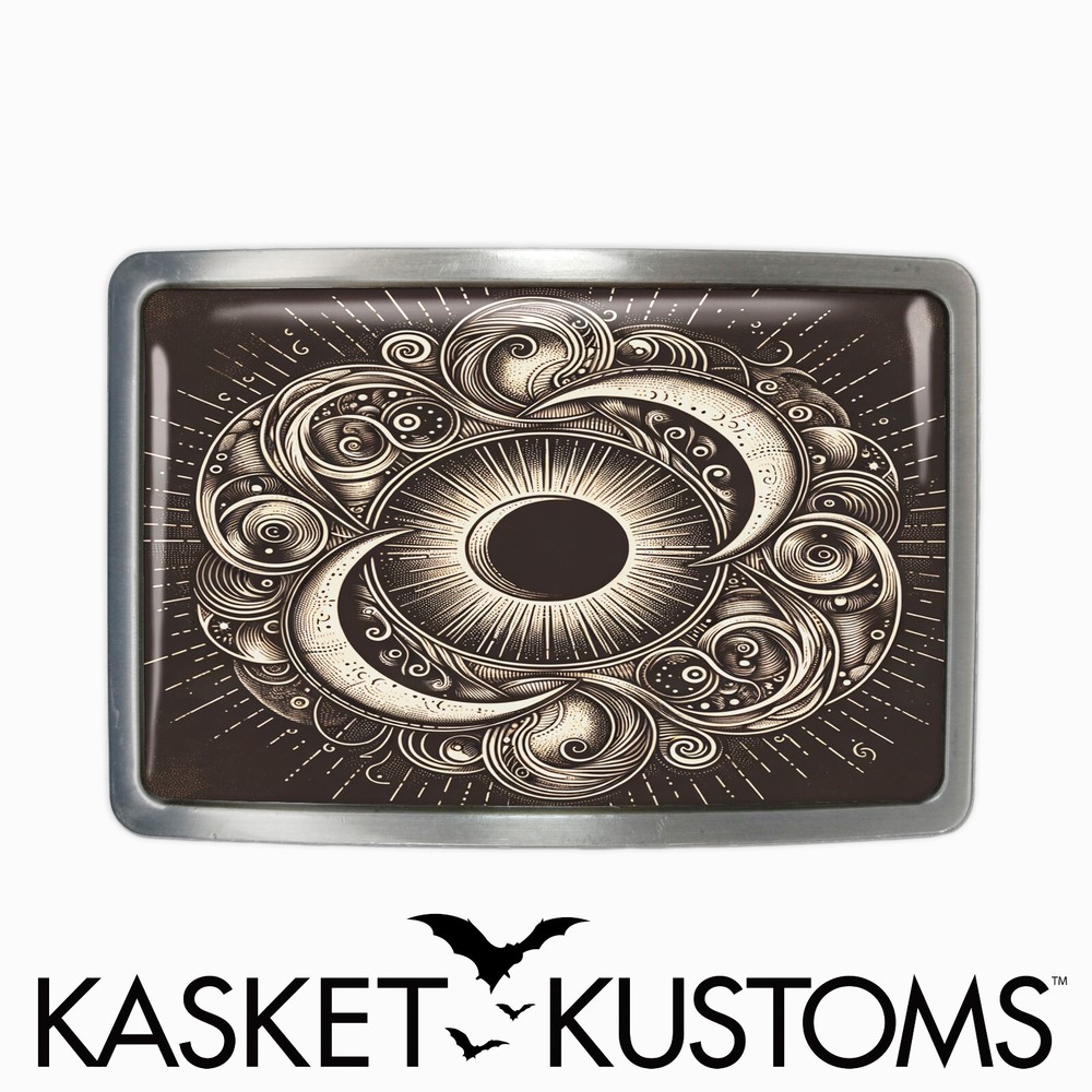 Celestial Belt Buckle – Ornate Sun and Moon Handmade Belt Buckle – 643