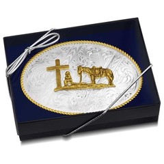 Montana Silversmiths Christian Cowboy Bright Cut Striking Buckle