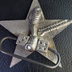Monster Belt Buckles 2000 Mobtown Chicago Nautical Star Black Silver Pewter Tone