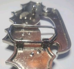 Rock Rebel 4 Skulls Metal & Lacquered Belt Buckle Silver & Black