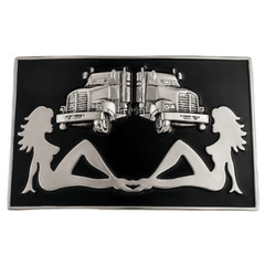 TRUCKER TRUCK DRIVER SEXY NAKED FLAP GIRLS BELT BUCKLE BOUCLE DE CEINTURE