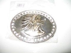 Gold Silver Diamonds Pewter Indian Cherokee Apache Belt Buckle