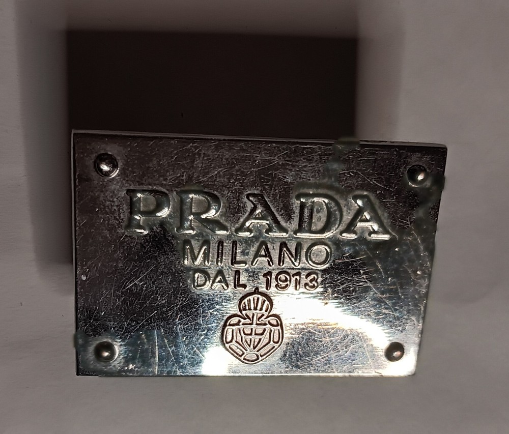 Prada Milano DAL 1913 Silver 1 x 2&Prime; Belt Buckle Badge