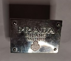 Prada Milano DAL 1913 Silver 1 x 2&Prime; Belt Buckle Badge