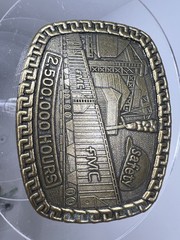 FMC Safety Award Belt Buckle – 2,500,000 Hours – Brass Industrial Factory Scene