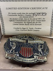 Great American Buckle Co Constitution 200th Anniv Limited Belt Buckle 1.5&Prime;