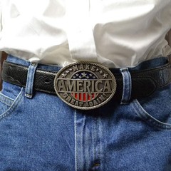 Montana Silversmiths Attitude Make America Great Again Flag Western Belt Buckle