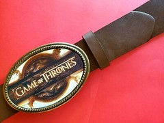 GAME of THRONES epoxy photo belt buckle and Brown Bonded Leather Belt – NEW!