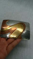 Unique vintage artisan studio Anna mixed metals modernist buckle