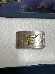 Vintage Nickel Silver Gold Steer Head Belt Buckle