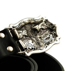 German silver belt buckle American Bison Buffalo Skull, Longhorn Cattle buckle