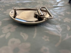 Silver Engraved Western Belt Buckle Aqua Genuine Stone Cowboy Rodeo Gift