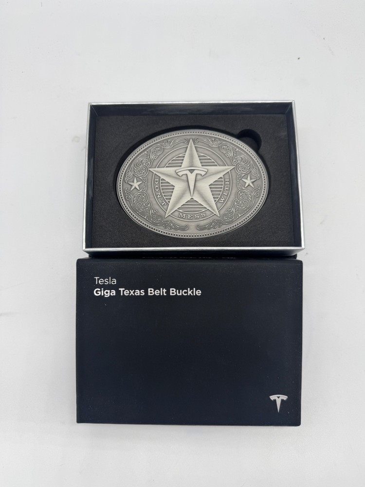 Tesla Giga Texas Belt Buckle Official Collectible Brand New in Box Limited