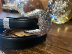 James Reid style XLWage Sterling Silver overlay Belt buckle set 29-31-✅