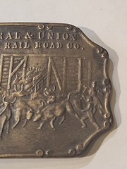 Vtg Central & Union Pacific Rail Road Co Belt Buckle Brass Railroad Line