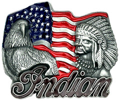 USA American Flag Eagle Indian Enameled Belt Buckle Motorcycle Patriotic New