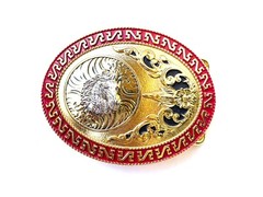Western Buckle Oval Silver Gold Red Horse Head Cowboy 2 » Hebillas Vaqueras