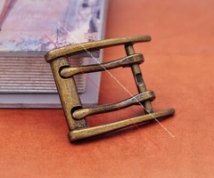 Sturdy Antique Brass Double Pin Prong Leathercraft Belt Buckle Fits 45mm Strap
