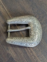 925 STERLING SILVER Vintage Chambers 1994 2pc Belt Buckle & Keeper 56g