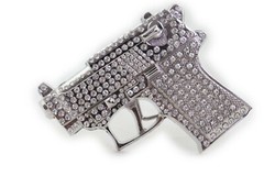 Mini Small Glock Gun Belt Buckle New Men Blinged Iced Style Silver Rock Rebel