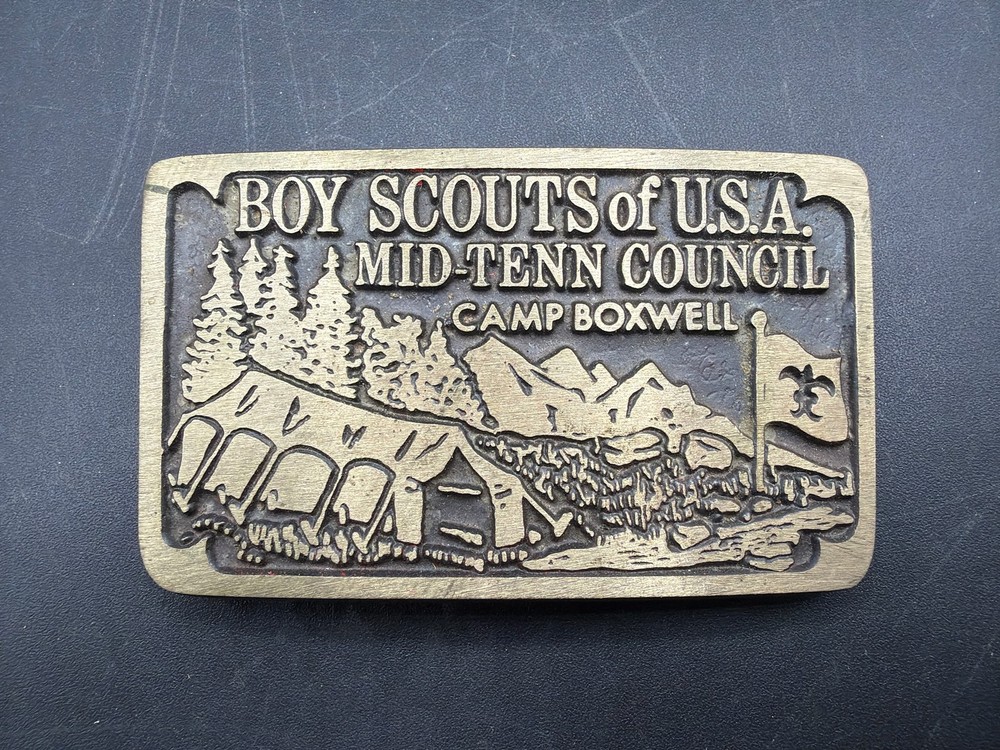 Vintage Boy Scouts Mid-Tenn Council Camp Boxwell Belt Buckle