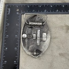 Vintage Bergomot Brass Works US Navy Belt Buckle Silver Tone Enamel