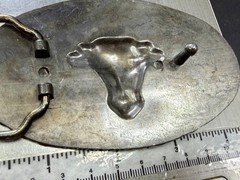 Longhorn Head Steer Cow Bull Two Tone Western Rodeo Style Belt Buckle