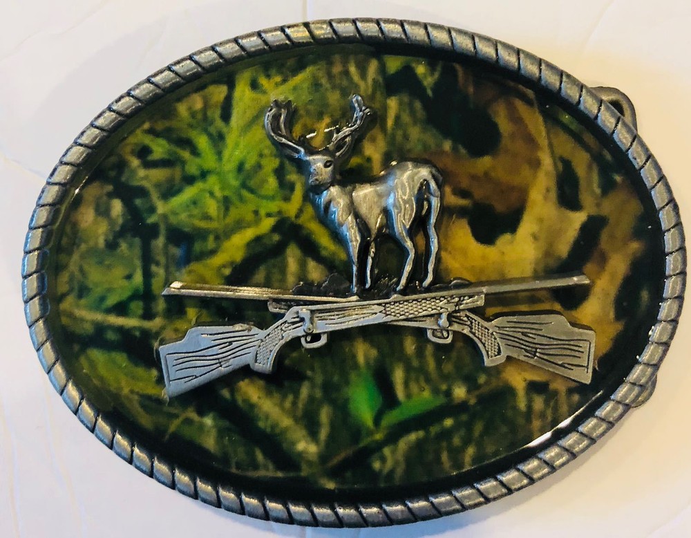 HUNTING BELT BUCKLE DEER HUNTING GUNS WESTERN BUCKLE
