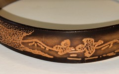 Tooled Leather Belt Size 30 Duck Hunting Crumrine Bronze Eagle Eye Gem Buckle