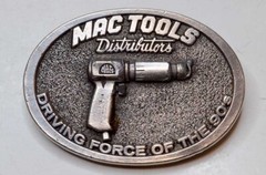 Vintage 1990 Mac Tools « Driving Force of the 90s Belt Buckle » – Made In USA.
