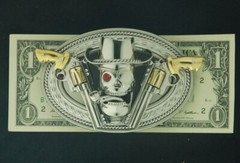 (MADE BY ORDER)BUCKLE HANDMADE STAINLESS STEEL SKULL DOUBLE GUN WITH PIPE