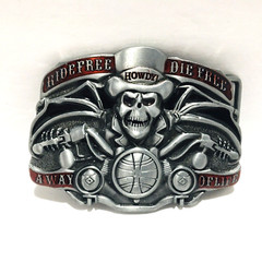 RIDE FREE HOWDY BELT BUCKLE APPROXIMATELY 3 1/4&Prime; X 2 3/8&Prime; MOTORCYCLE SKULL NEW