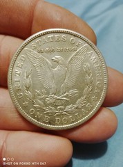 Western Oval Belt Buckle w/ 1921 Real Silver Morgan Dollar Coin Insert, Beaded
