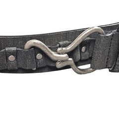 Hook Buckle Leather Belt Medium 31-35 Black Grunge Utility Streetwear Punk
