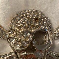 Skull Belt Buckle Lot (2) Silver Bling Rhinestone Punk Horror Gothic Pirate