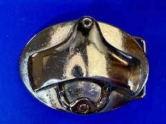 Reflective Silver Tone Retro Vintage Belt Buckle with Bottle Opener