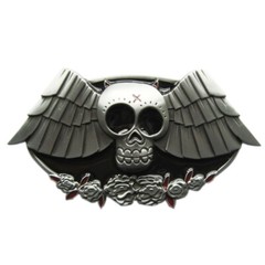 Rose Skull Evil Wings Metal Enamel Color Belt Buckle