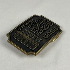 Vintage Rockwell Graphic Systems Newsliner Goss Belt Buckle Brass Industrial