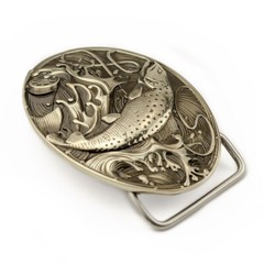 German silver belt buckle Trout, fisherman Salmonidae buckle, fisherman gift