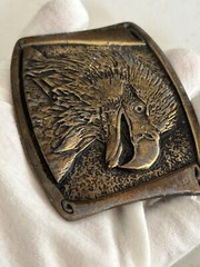 Bald Eagle Belt Buckle Made USA Patriotic CDC Metal Works 1974 Colorado Rattlesn