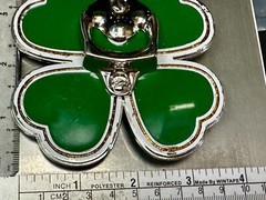 Lucky Four Leaf Clover Shamrock Green Silver Novelty Bottle Opener & Belt Buckle