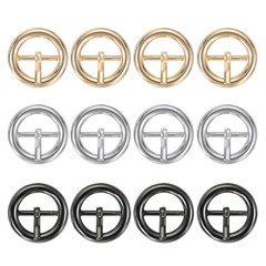 12Pcs 0.6&Prime; Single Prong Belt Buckle Metal Roller Buckle Black/Silver/Light Gold