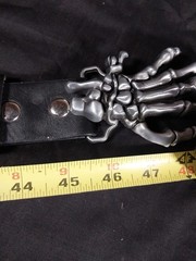 Studded Leather Belt With Skelton Hand Buckle 42&Prime;