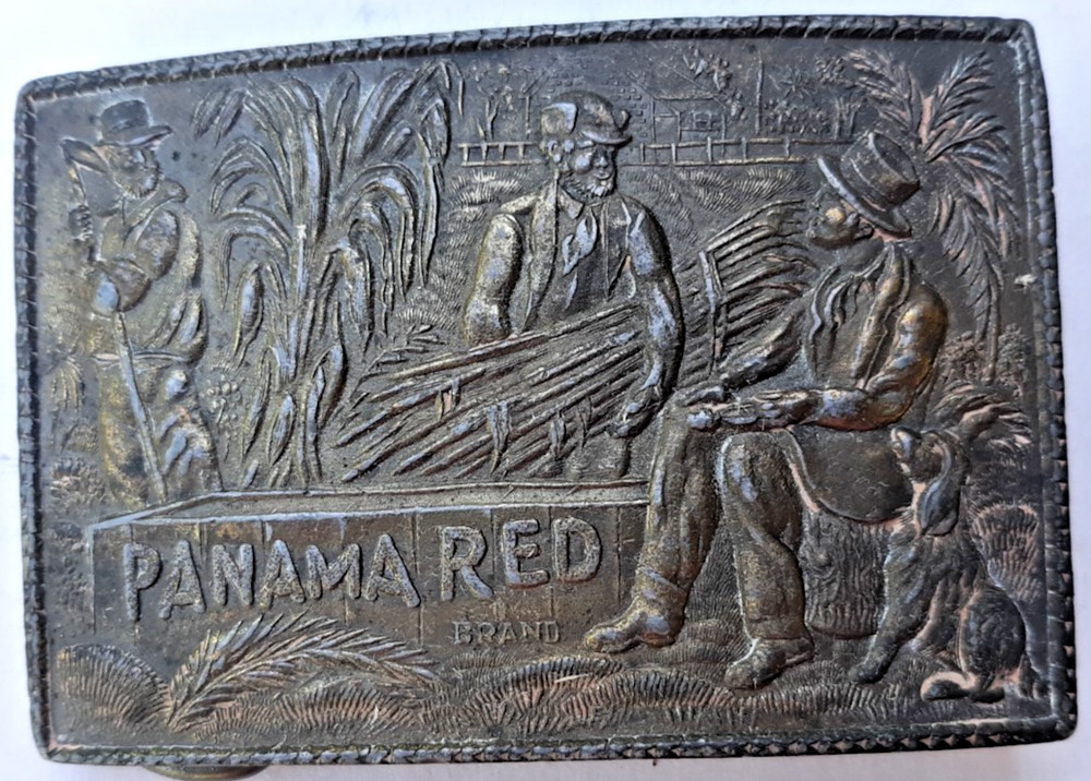 vintage 1970 belt buckle Panama Red Brand cannabis marijuana 3.25&Prime; long