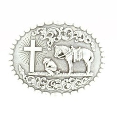 Nocona Oval Engraved Cowboy Prayer Belt Buckle 37374