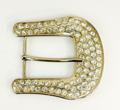 Western Clear Rhinestone silver tone belt buckle