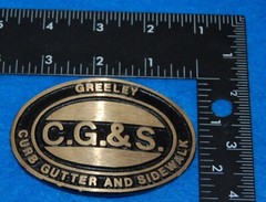 Greeley Curb Gutter And Sidewalk C.G.&S. Belt Buckle, Complete & Functional